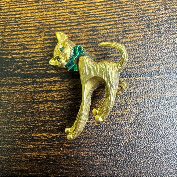 Gold Cat Brooch with Articulated Head Vintage - Picture 2 of 6